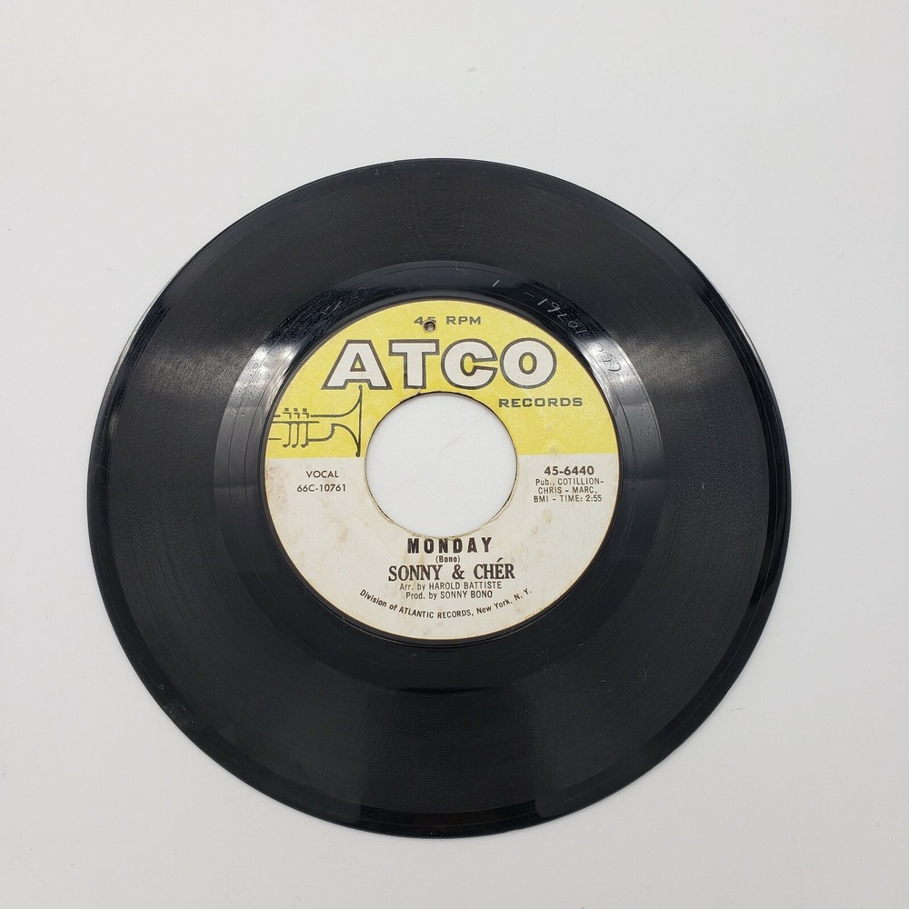 Sonny and Cher Little Man / Monday 45 RPM 7" Single Pop Vinyl Record Great Cond.